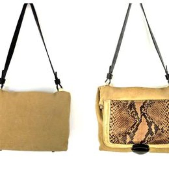 Pauric Sweeney Tan Python and Suede Leather Messenger Bag - Picture 5 of 10